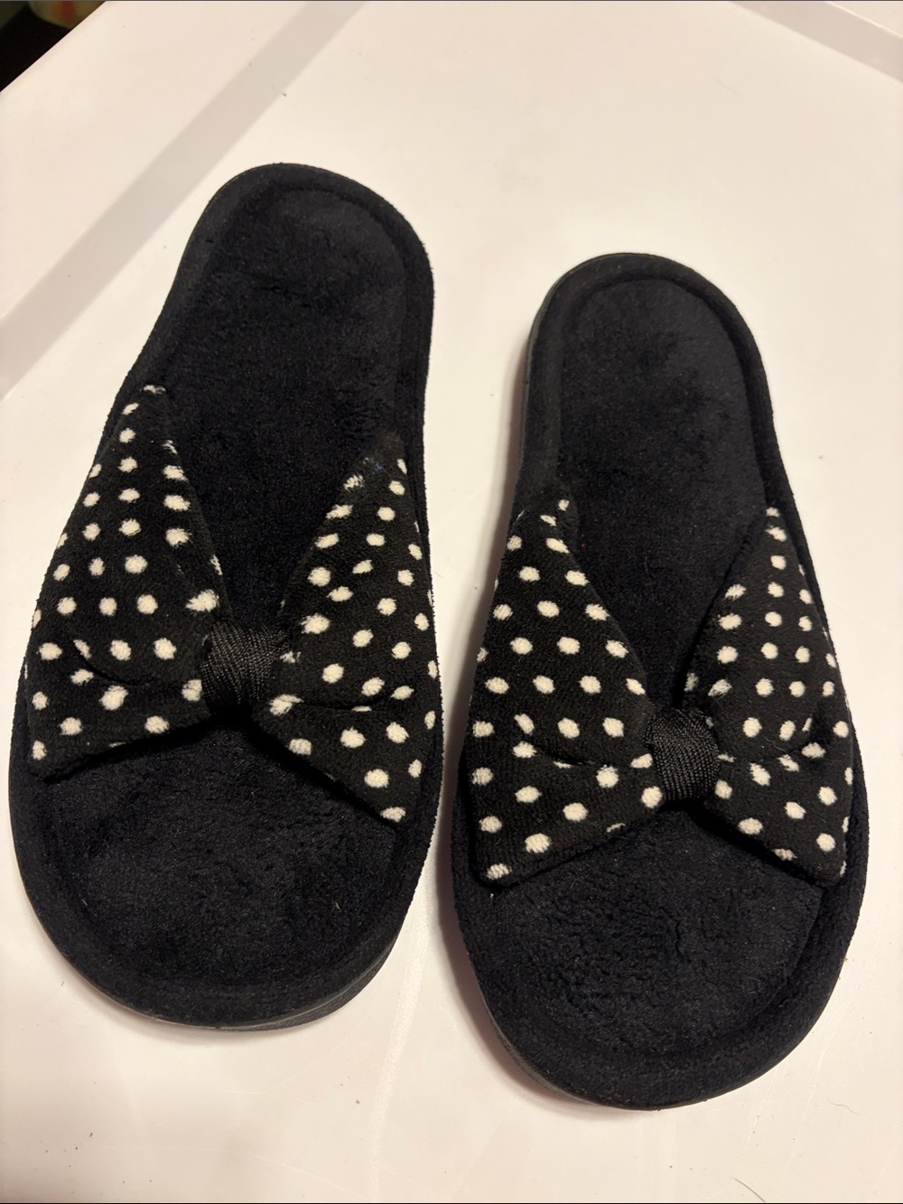 isotoner Black Polka Dot Bow Slide Slippers